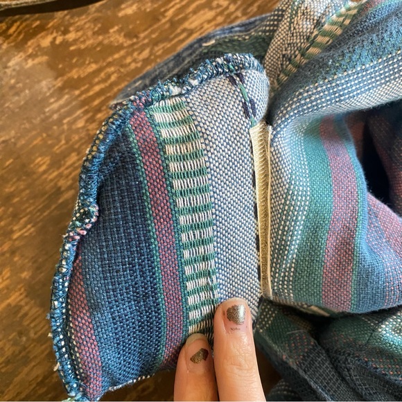 Lemon Grass stripe southwestern Aztec cotton sustainable button down shirt M - Picture 6 of 12